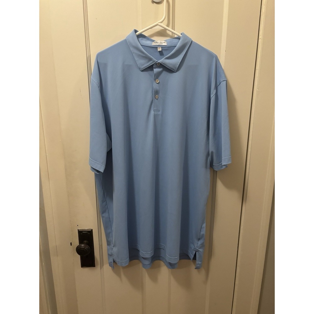 Peter Millar Summer Comfort Polo Shirt Mens XXL Blue Textured